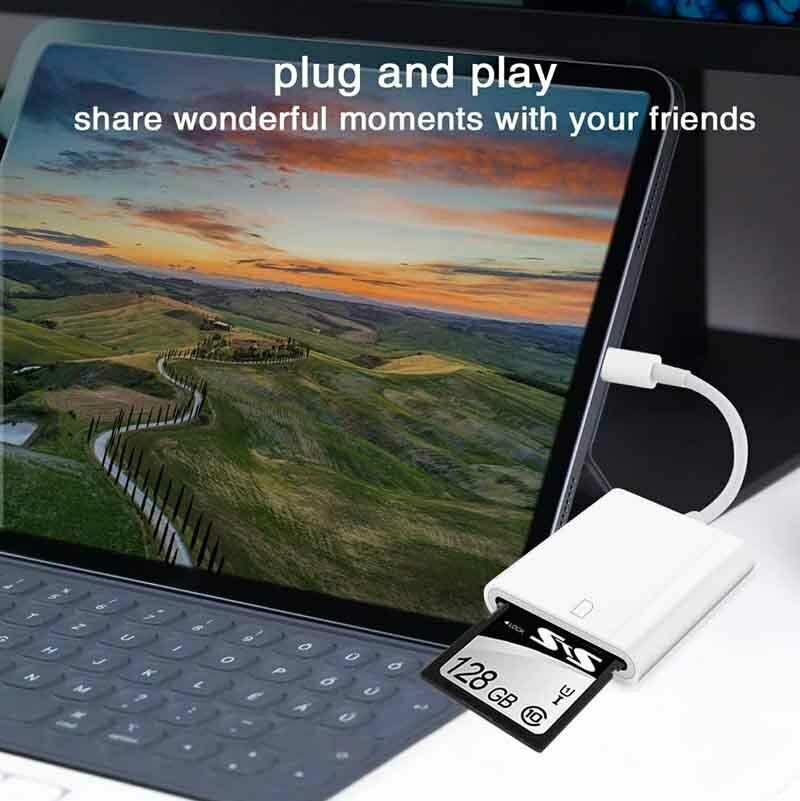 Lightning Apple Ipad Iphone Tail Adapter Upgraded USB 2.0 SD Card Camera Reader - Fresh Stock Dated February 2026