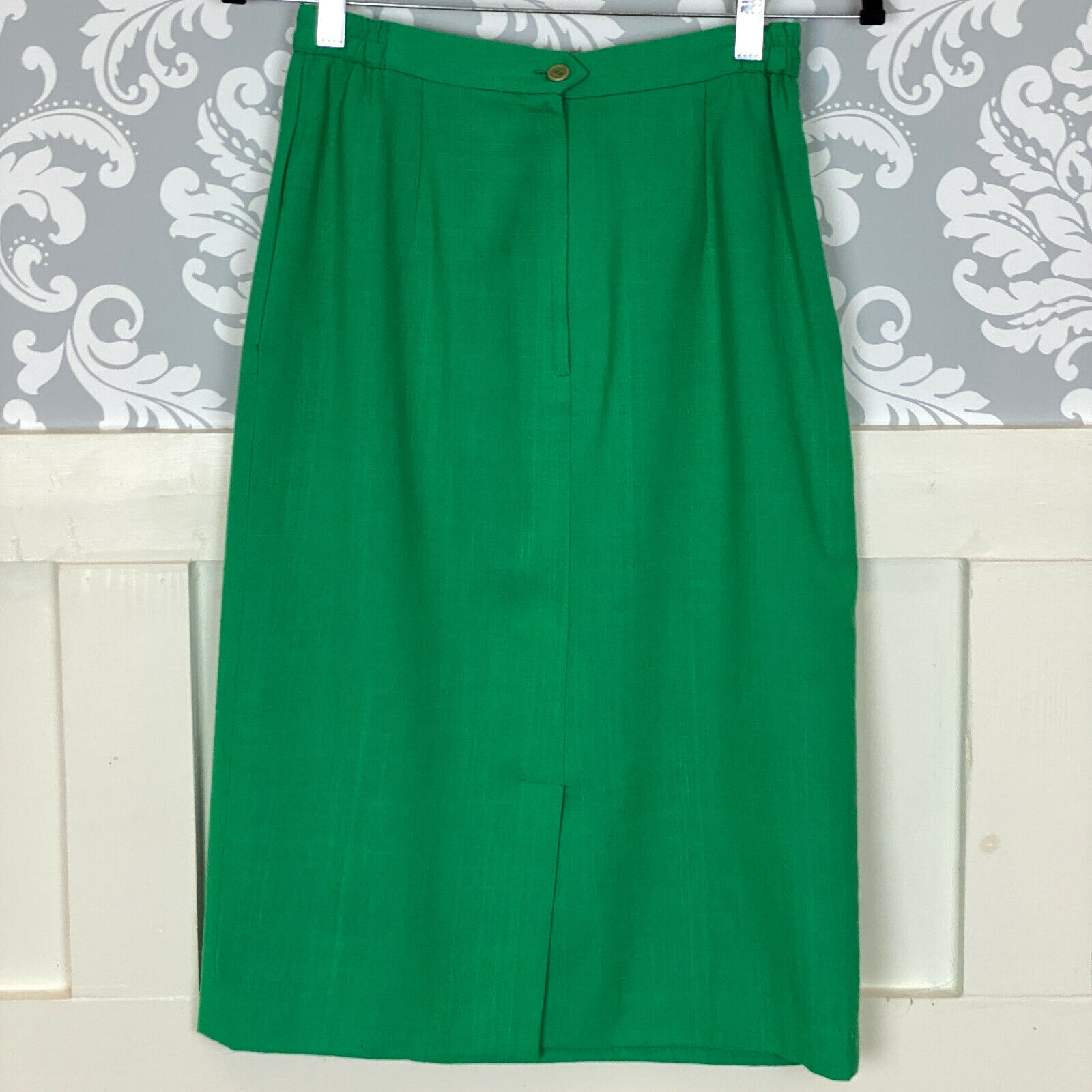 1980s Vintage Solid Green Long Pencil Business Casual Work Skirt Size Small - Fresh Stock Dated March 2026