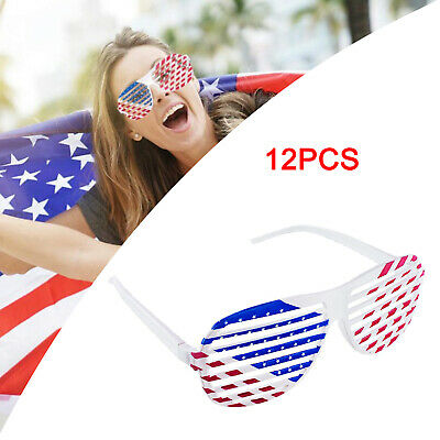 12x USA American Flag Shutter Glasses Summer Beach Themed Party Photo Props - Fresh Stock Dated February 2026