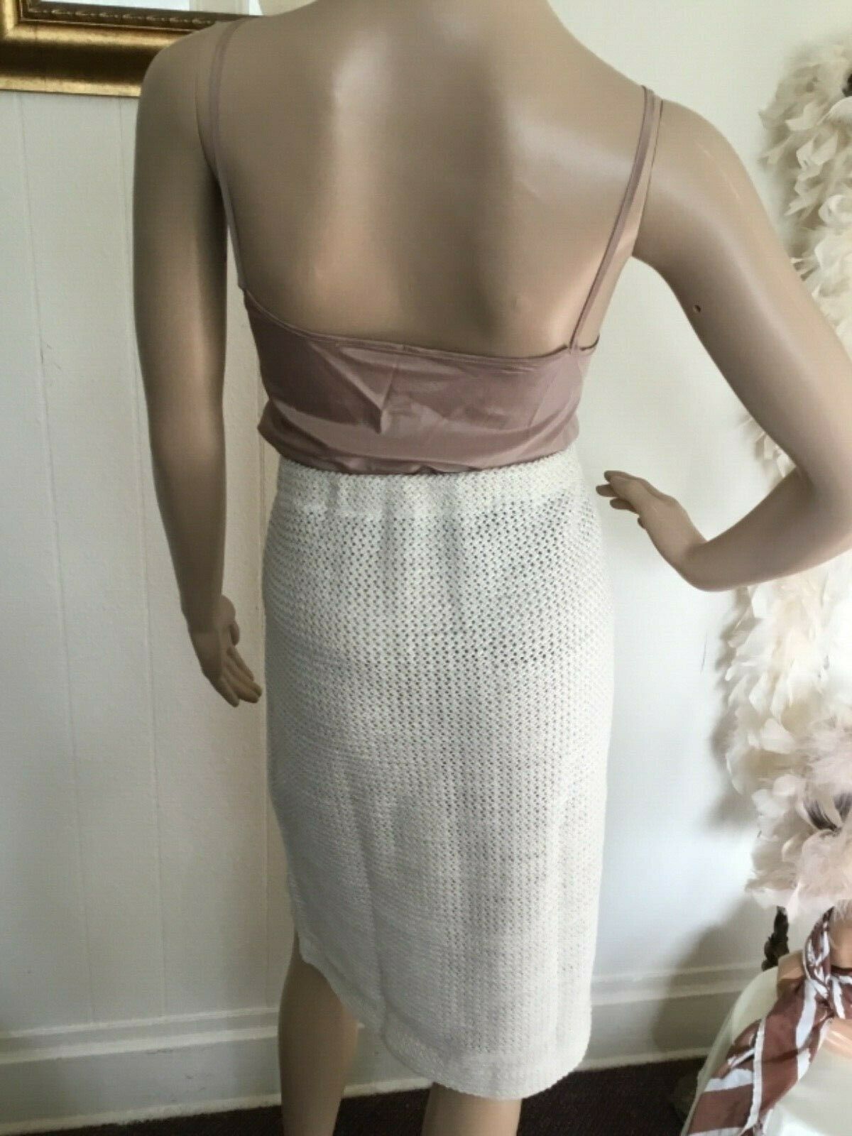 60's Vintage Ivory Retro Knit Pinup Hi Waist Skirt 
