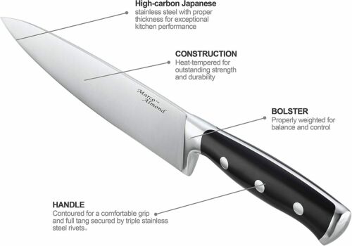 14-Piece Knife Block Set Stainless Steel Built-in Sharpener Knife Set with Block - Fresh Stock Dated December 2025