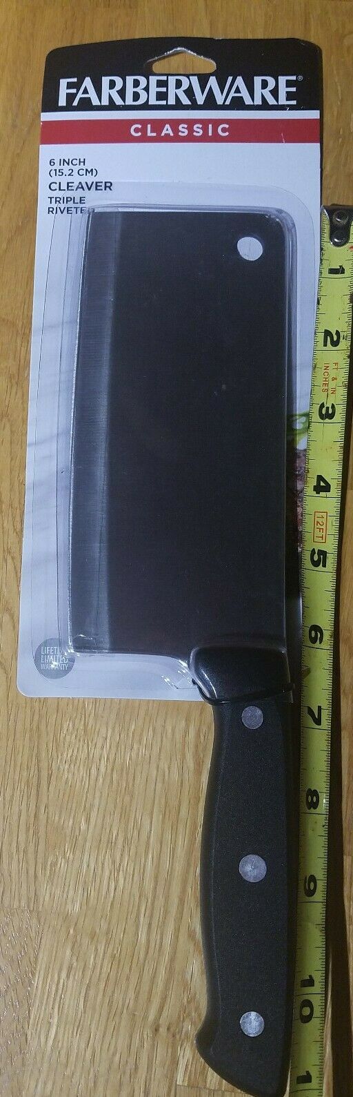 FARBERWARE Classic Forged 6-Inch Triple Rivet Cleaver - Fresh Stock Dated January 2026
