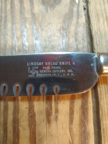 VINTAGE 1930 GENEVA CUTLERY LINDSAY BREAD KNIFE W SWASTIKA LOGO USA RARE - Fresh Stock Dated December 2025