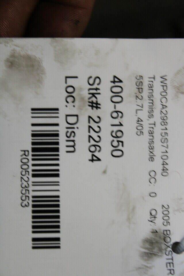 2006 2007 2008 Porsche Boxster Cayman 2.7 Transmission 5 Speed 60k Miles Stk#222 - Fresh Stock Dated February 2026