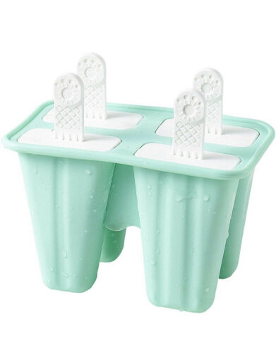4 Silicone Ice Cream Mold DIY Frozen Dessert Juice Popsicle Maker Easy Release - Fresh Stock Dated February 2026