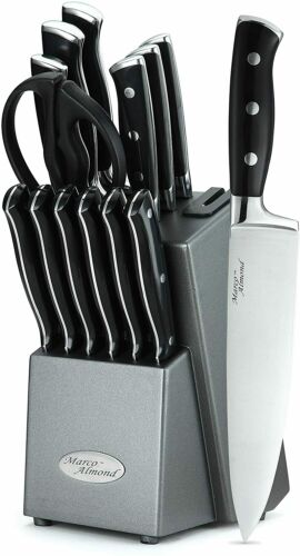 14-Piece Knife Block Set Stainless Steel Built-in Sharpener Knife Set with Block - Fresh Stock Dated December 2025