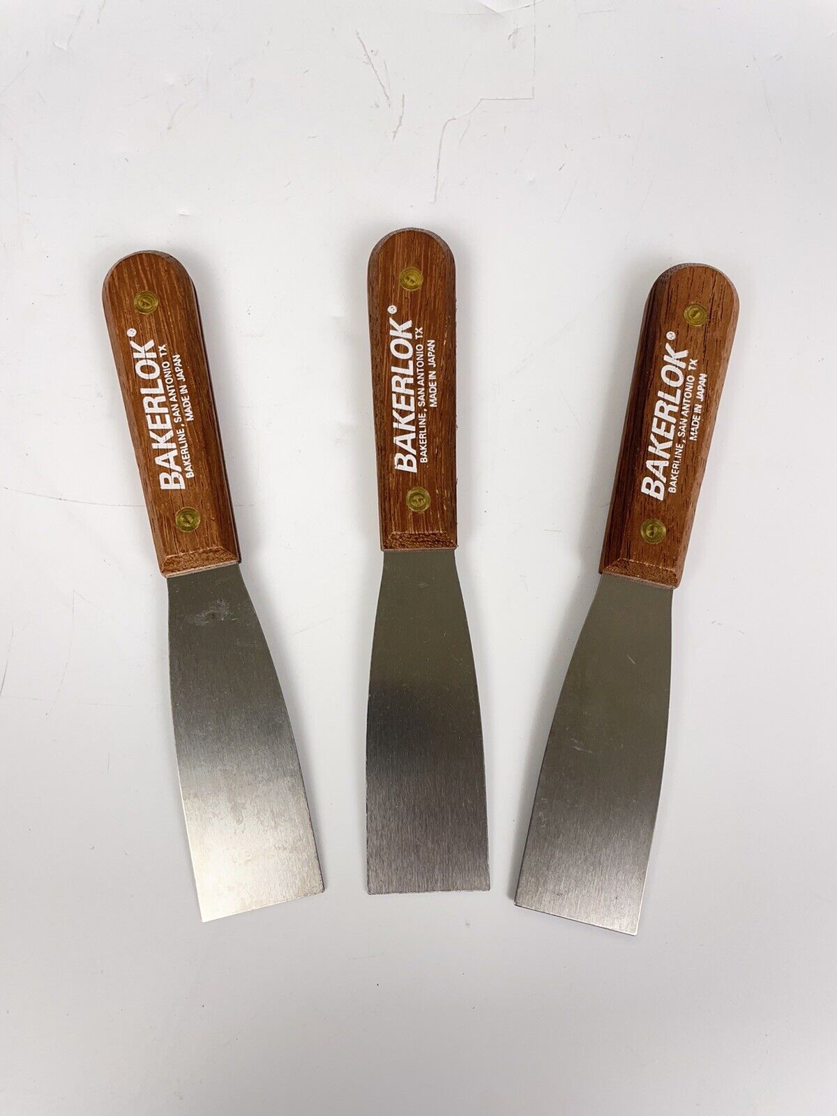 (3) Wood Handle Putty Knife Knives Scraper carbon steel JAPAN - Fresh Stock Dated February 2026