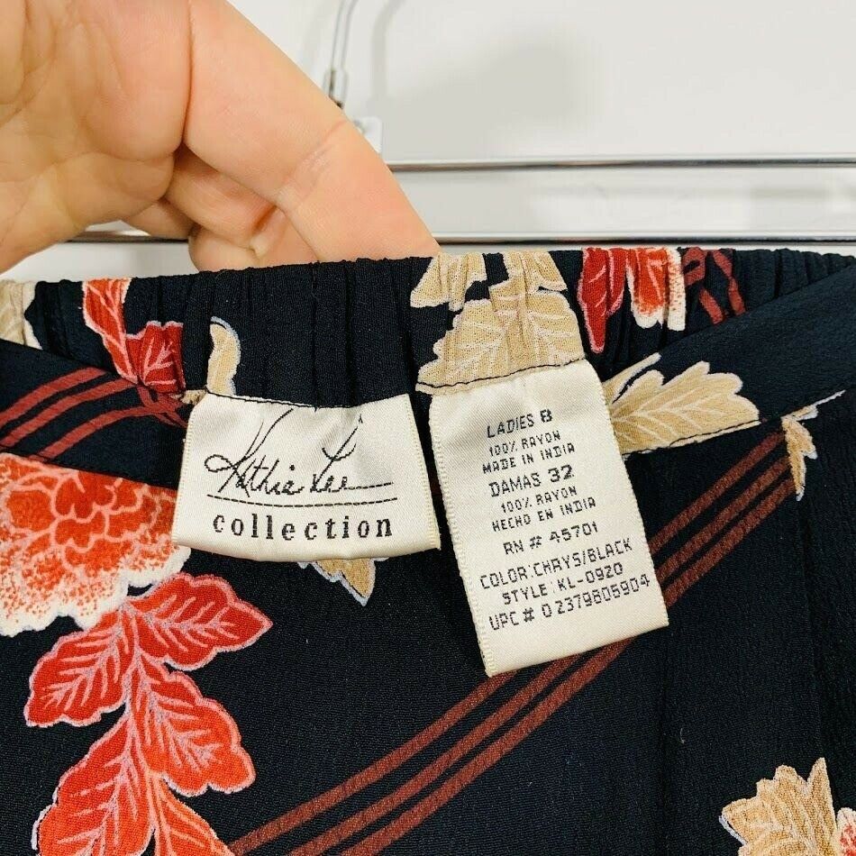 Vintage 90's Black Tan Red Floral Print High Waisted Floral Print Midi Skirt - Fresh Stock Dated December 2025