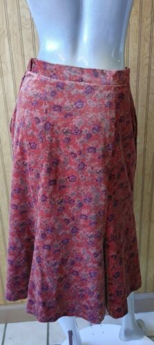 Vintage 50s Velvet A Line Fit and Flare Floral Midi Multi Color Skirt Size 8 - Fresh Stock Dated February 2026