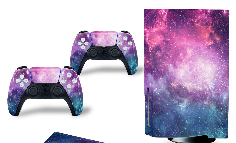 For PS5 Disc Edition Console & 2 Controller Galaxy Vinyl Wrap Skin Decal - Fresh Stock Dated December 2025