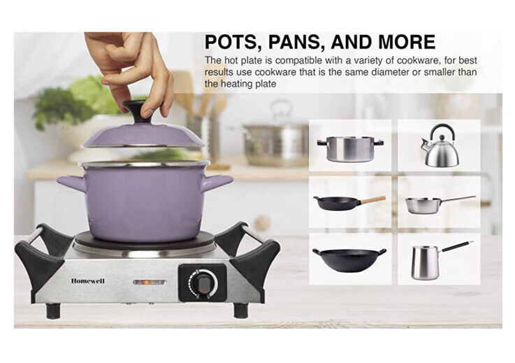 Homewell Stainless Steel Electric Single Hot Plate 1500W - Fresh Stock Dated February 2026