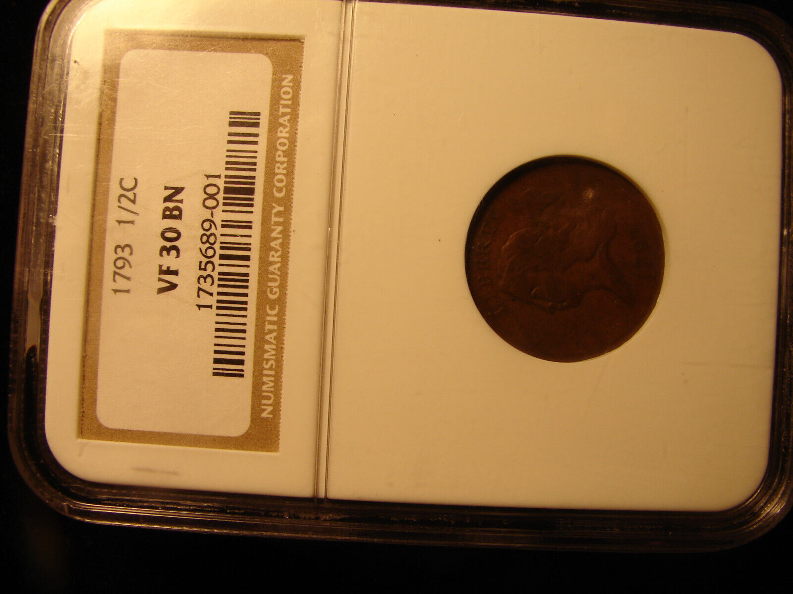 1793 LIBERTY CAP 1/2 NGC VF 30 BN, as pictured. - Fresh Stock Dated February 2026
