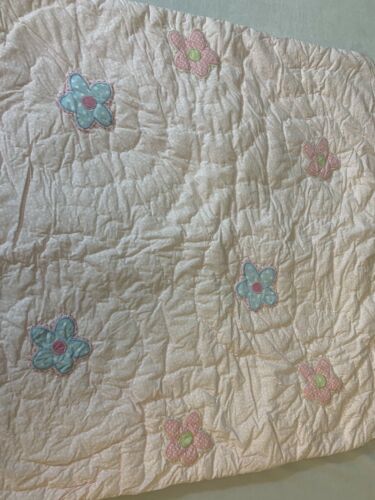 (1) Pottery Barn Kids Quilted Pink Daisy Flowers Pillow Cover Sham - Fresh Stock Dated December 2025