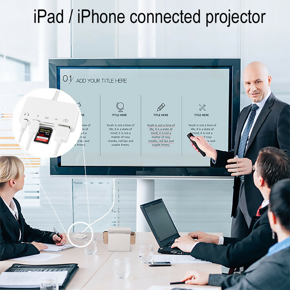 5-IN-1 iPhone 12 Adapter Coupler  SD/TF Card Reader Hub 3.5mm Audio USB Port USA - Fresh Stock Dated December 2025