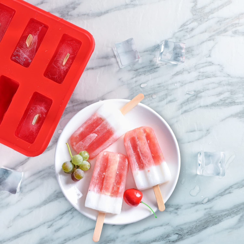 Ice Pop Molds Food Grade Silicone Frozen Ice Popsicle Makers With 100 Sticks - Fresh Stock Dated February 2026
