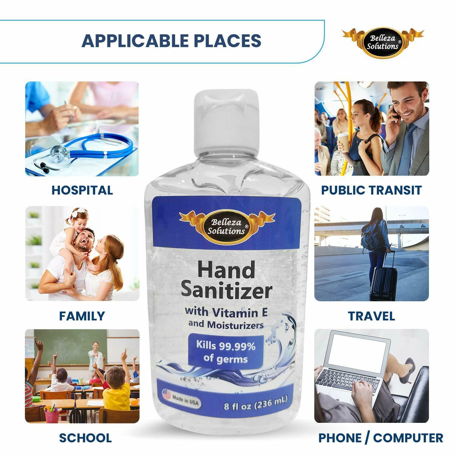 MADE IN THE USA - Hand Sanitizer Gel 70% V/V Ethyl Alcohol Based 8 OZ (236 ml) - Fresh Stock Dated February 2026