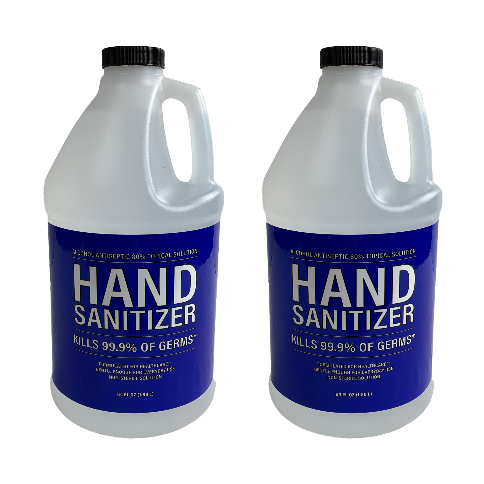 80% Alcohol Liquid Hand Sanitizer, 1 Gal (Two 64 oz bottles), USA-Made - Fresh Stock Dated February 2026