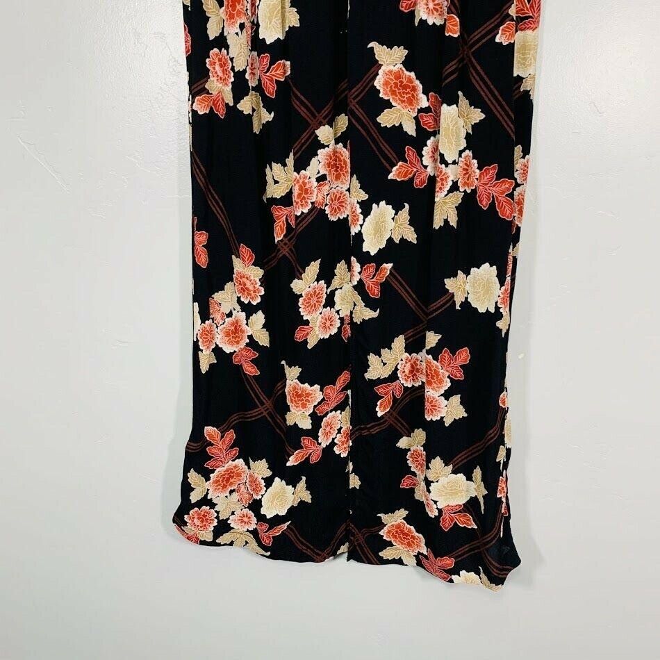 Vintage 90's Black Tan Red Floral Print High Waisted Floral Print Midi Skirt - Fresh Stock Dated December 2025