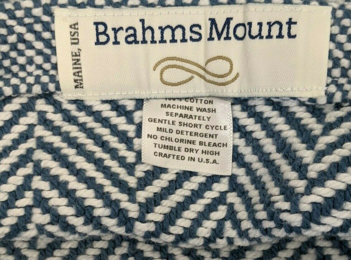 2 Brahms Mount Blue & White Herringbone Woven Pillow Shams 26 x 25 Free Ship - Fresh Stock Dated December 2025