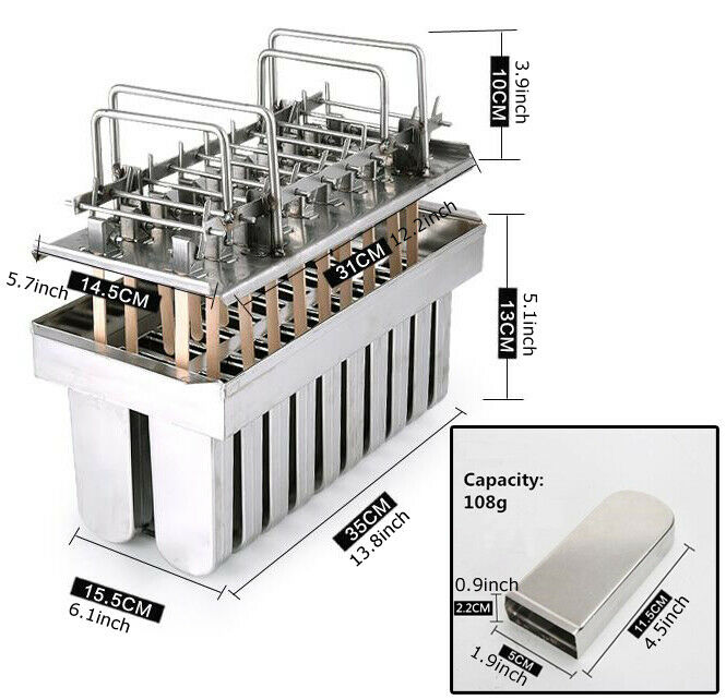 20pcs 108ml Stainless Steel Ice Popsicle Mold Ice Lolly Making Mould - Fresh Stock Dated February 2026