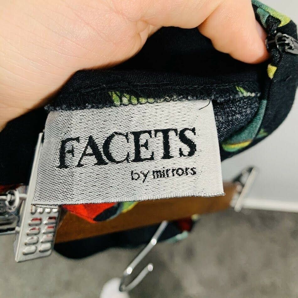 Vintage 90's Black Red Rose Floral Print High Waisted A-line Mini Skirt - Fresh Stock Dated February 2026