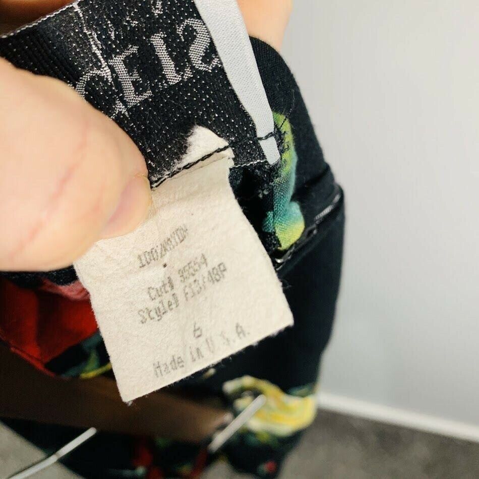 Vintage 90's Black Red Rose Floral Print High Waisted A-line Mini Skirt - Fresh Stock Dated February 2026