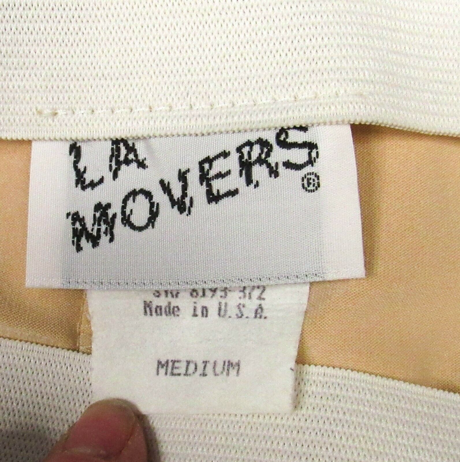 Vintage 90s LA Movers Tan Stretch Micro Mini Skirt M Elastic Waist Slit Spandex - Fresh Stock Dated March 2026