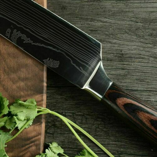 7'' Stainless Kitchen Knife Cleaver Steel Japanese Damascus Style Chef's Knife - Fresh Stock Dated December 2025