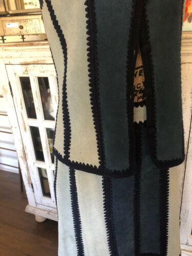Vintage BoHo Hippie Retro 1970 Suede Skirt And Vest Blue - Fresh Stock Dated February 2026