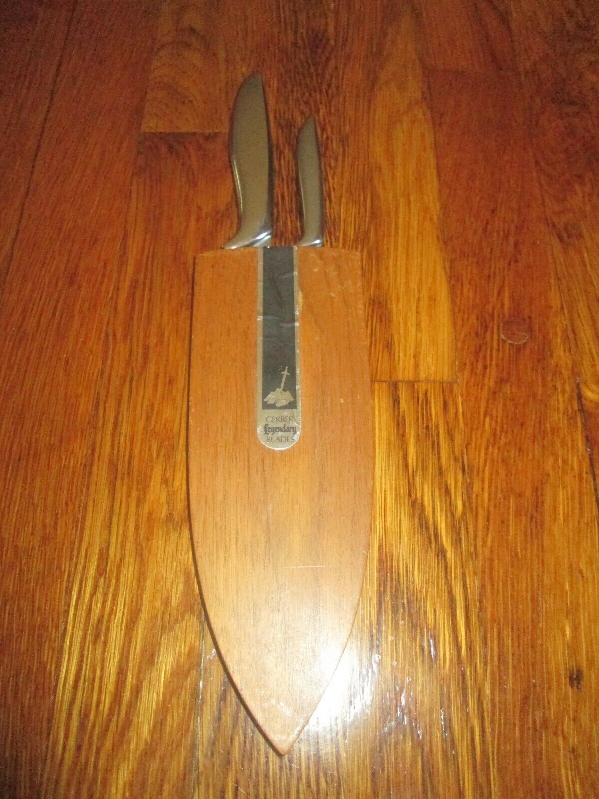 Vintage Gerber Legendary Blades 2 pc Knife Set w/Block Pixie & Sandwich Knives - Fresh Stock Dated December 2025
