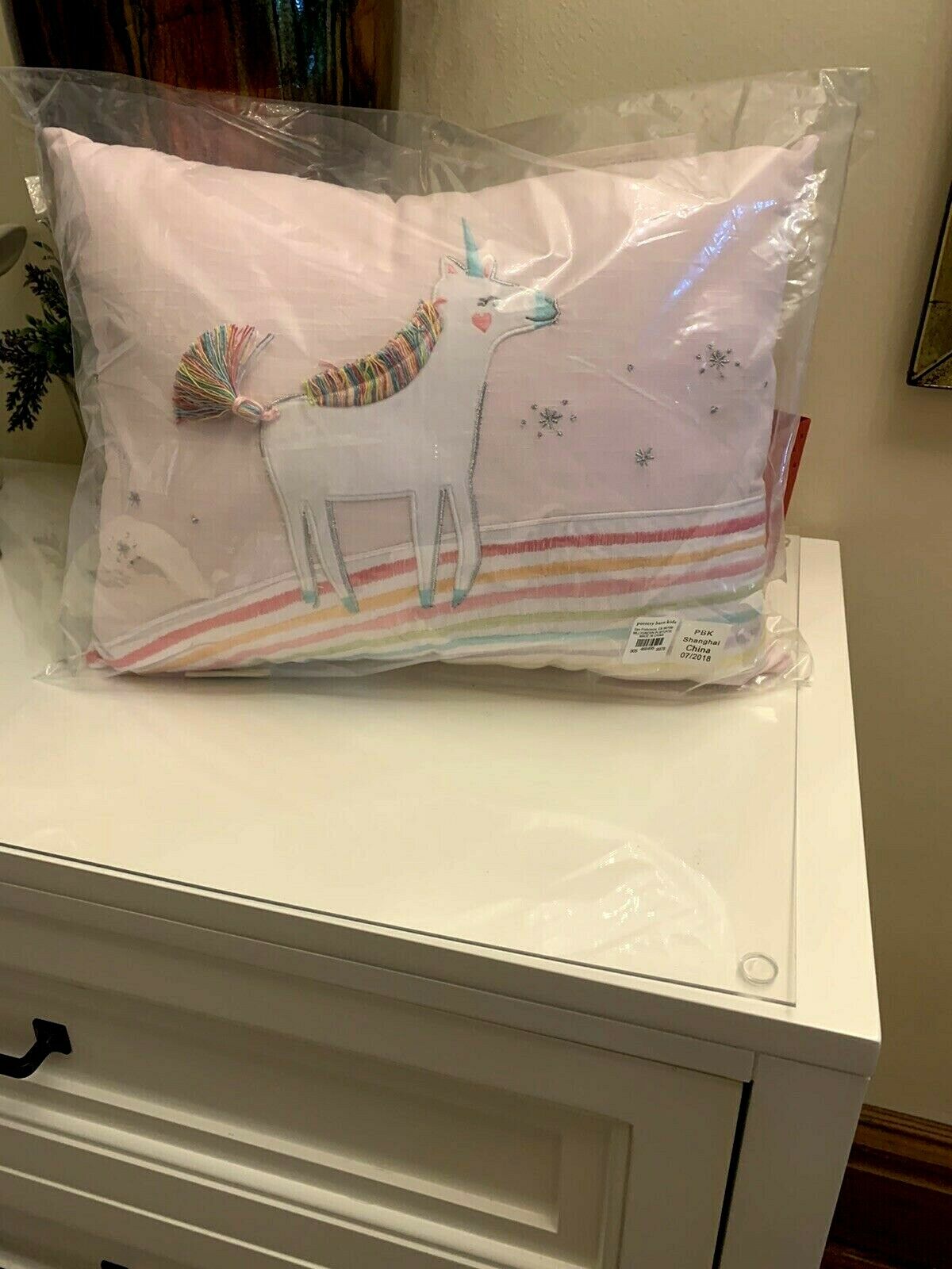 pottery barn Unicorn rainbow heart pillow pink girl room PONY Molly horse gift - Fresh Stock Dated December 2025