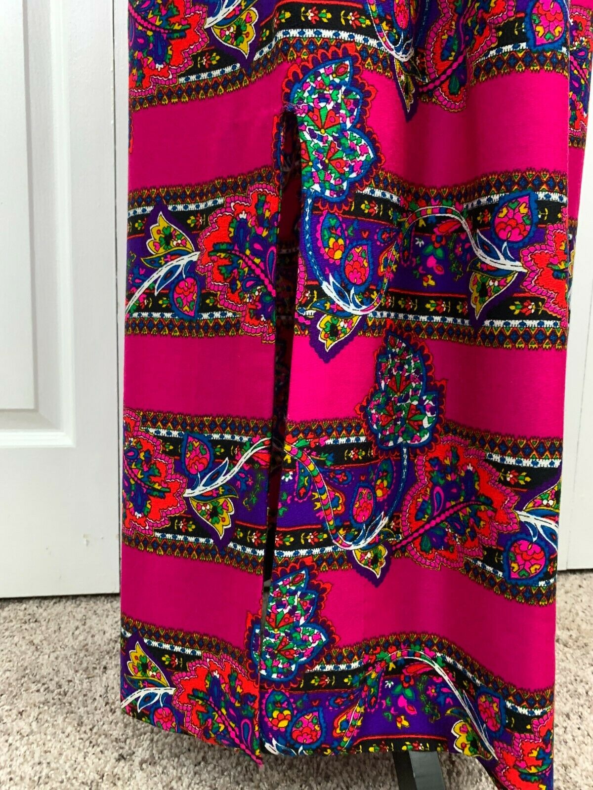 Vintage 1960's Handmade Bright Multicolor Maxi Skirt Vibrant Retro 26