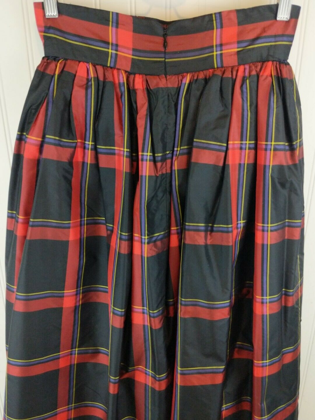 Vtg 80s BILL BLASS Silk Taffeta Ball Skirt Plaid Maxi Evening Classic Formal EXC - Fresh Stock Dated March 2026