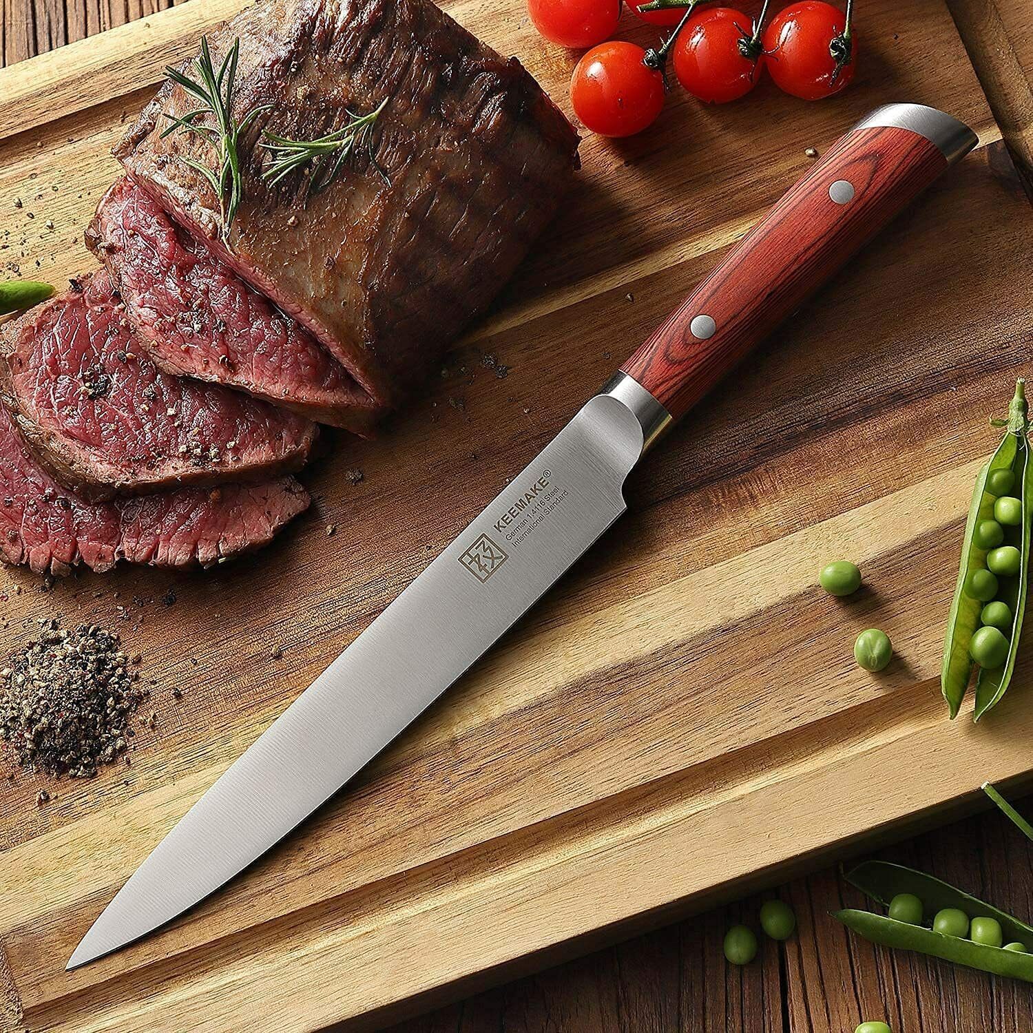 8 inch slicing knife German stainless steel kitchen chef cooking meat cutlery US - Fresh Stock Dated February 2026