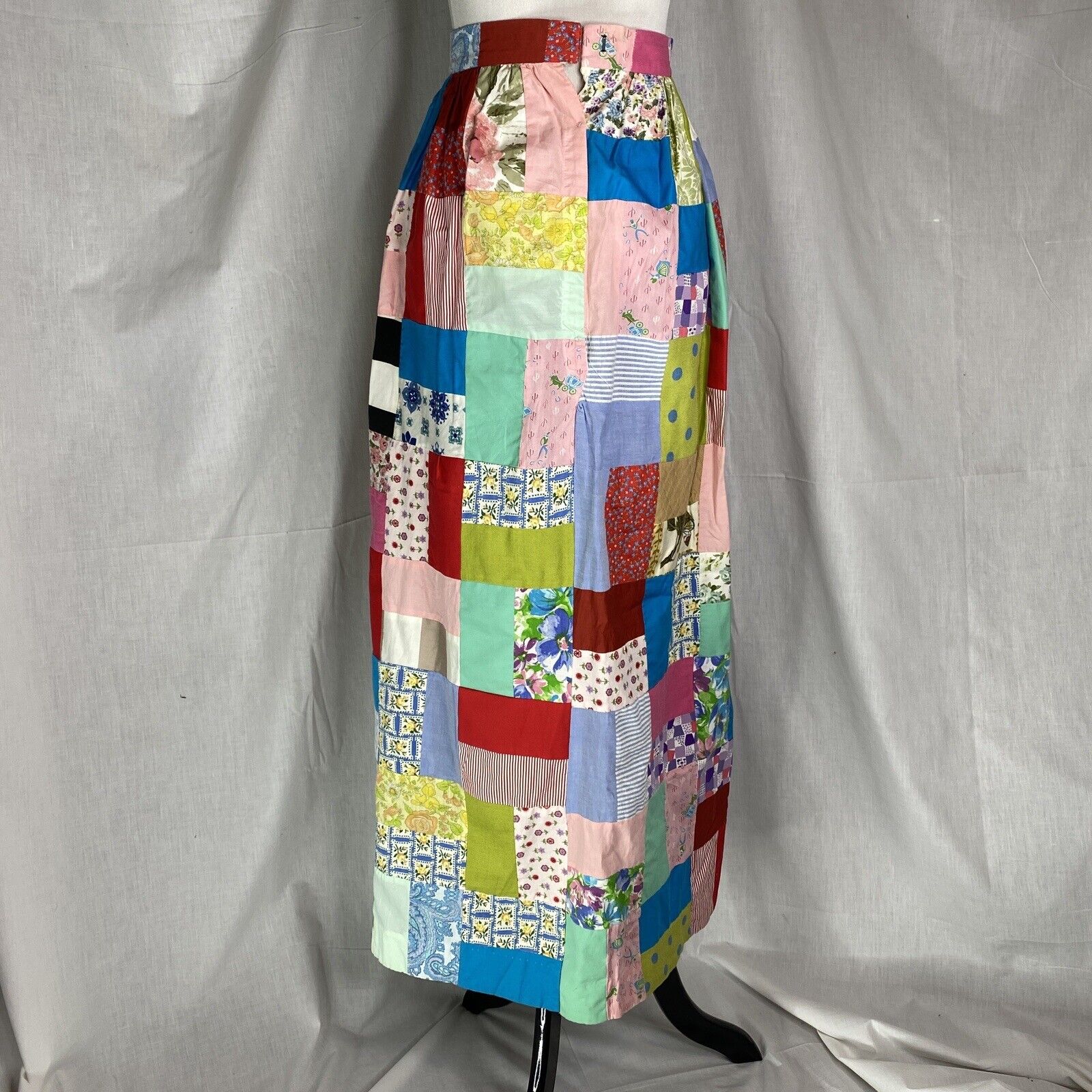 Vintage 50s 60s Patchwork Quilt Maxi Skirt 24.5