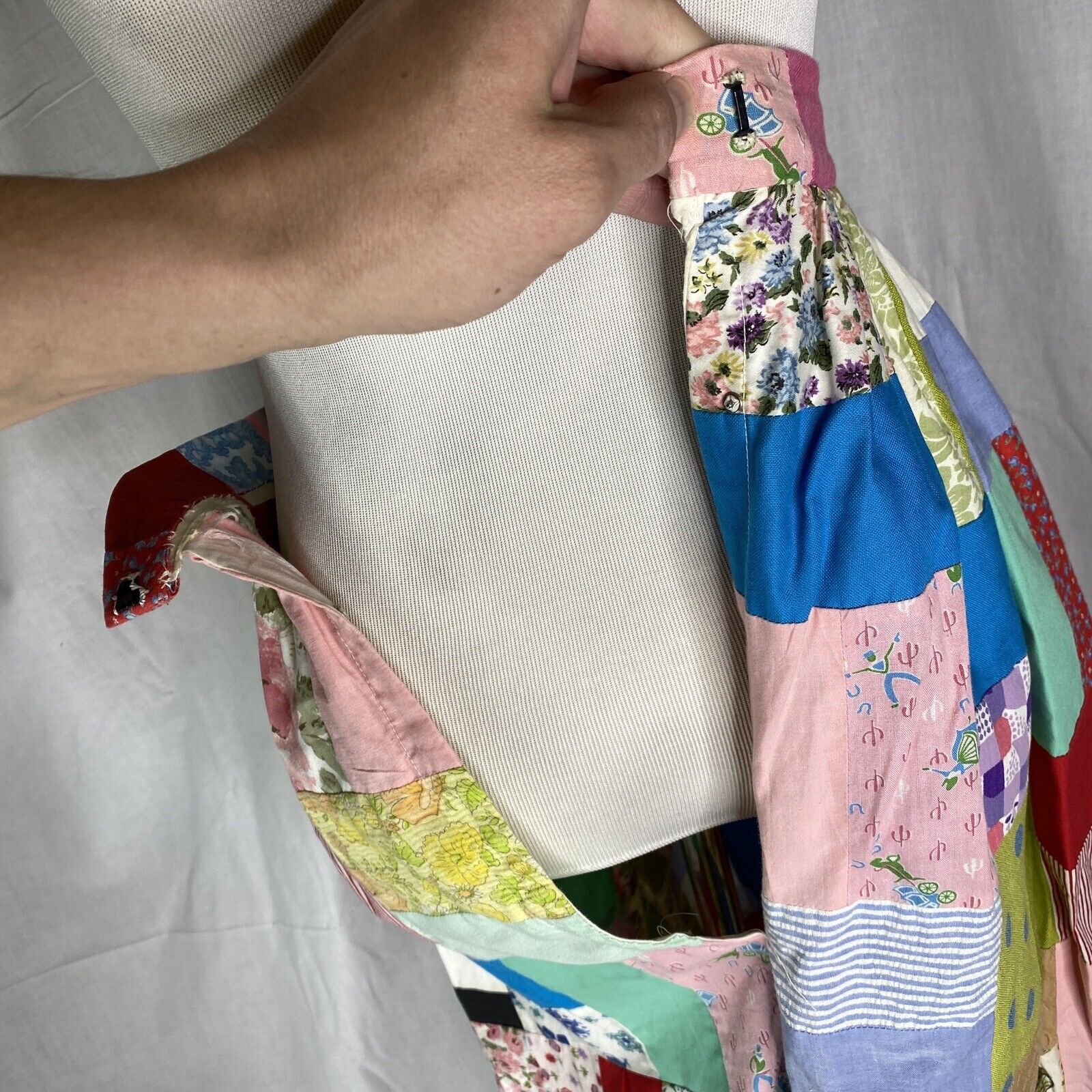 Vintage 50s 60s Patchwork Quilt Maxi Skirt 24.5