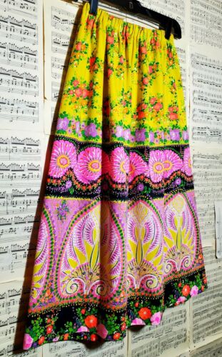 Vintage 1960s Handmade Neon Psychedelic Floral Skirt - Fresh Stock Dated February 2026