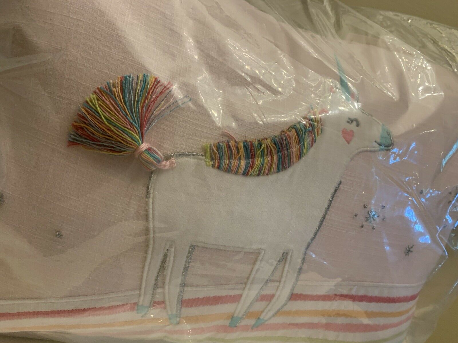 pottery barn Unicorn rainbow heart pillow pink girl room PONY Molly horse gift - Fresh Stock Dated December 2025