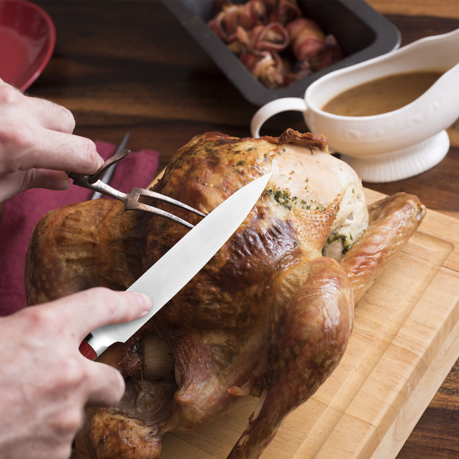 8 inch slicing knife German stainless steel kitchen chef cooking meat cutlery US - Fresh Stock Dated February 2026