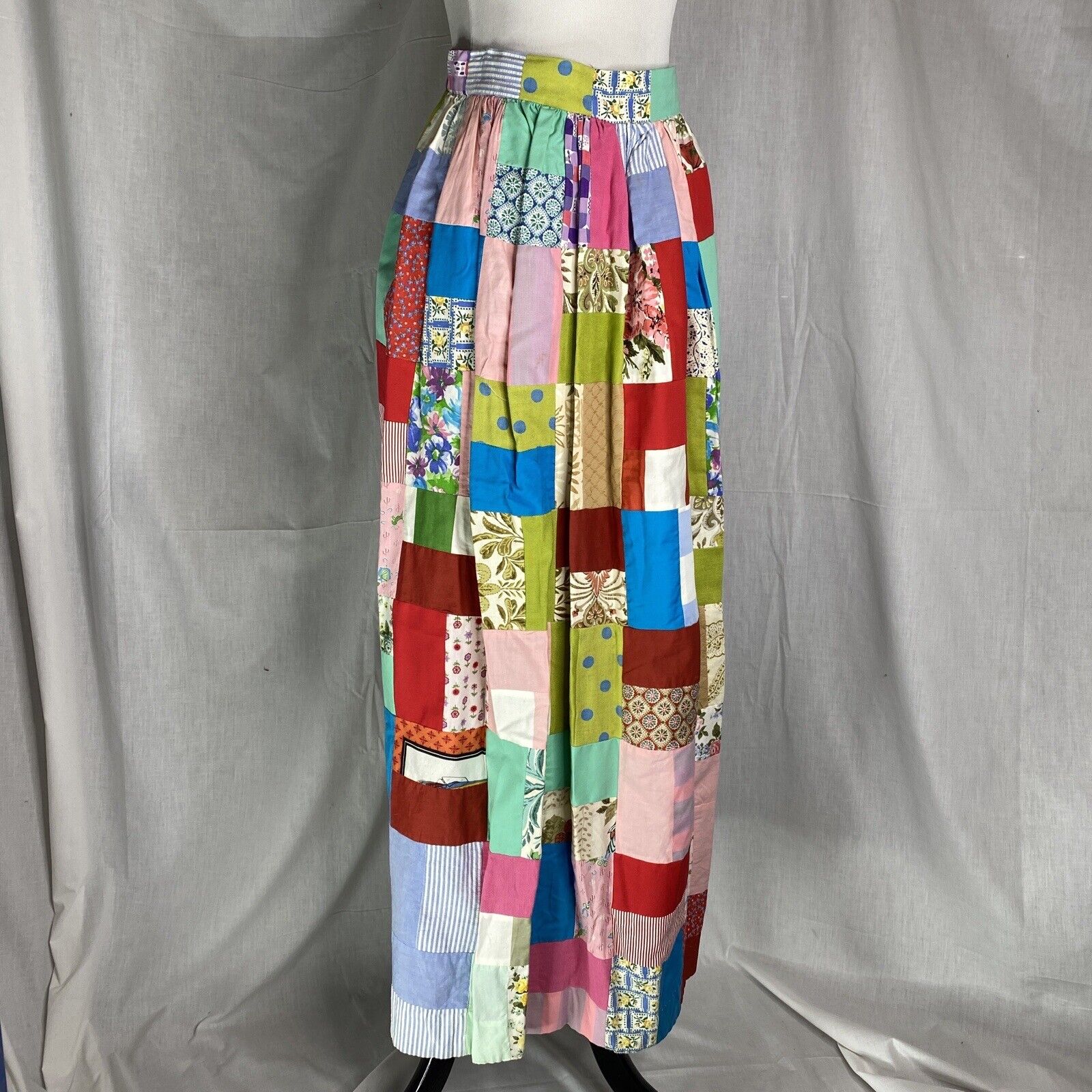 Vintage 50s 60s Patchwork Quilt Maxi Skirt 24.5