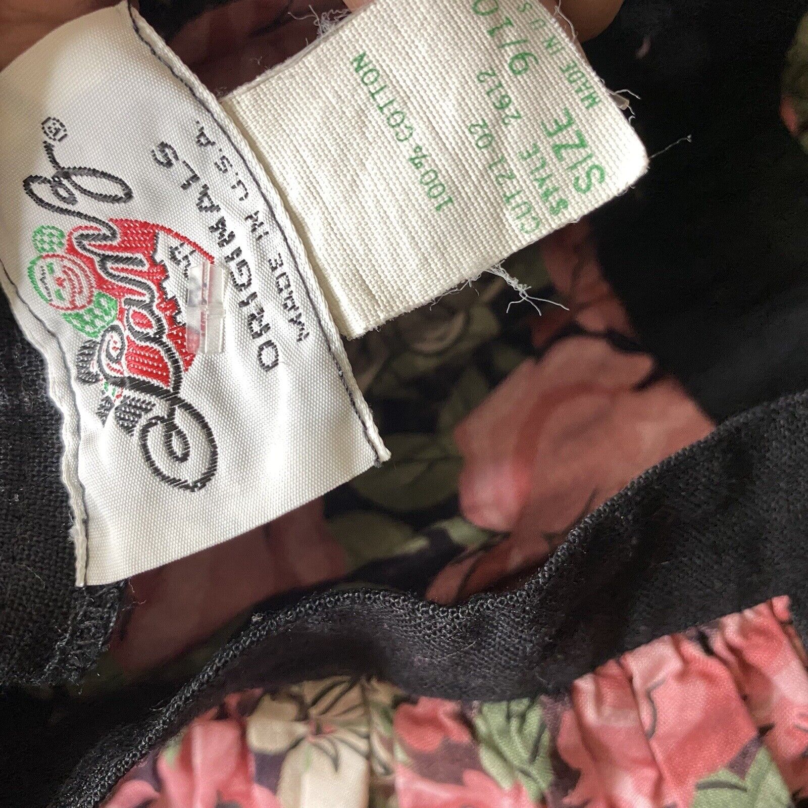 Lanz Gunne Style 80s Vintage Black Pink Floral Prairie Skirt Pocket USA Made - Fresh Stock Dated March 2026