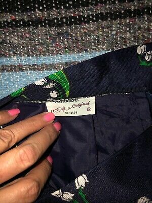 Vtg 70s MALBE PSYCHEDELIC Lily Valley FLORAL BUTTERFLY Print HOSTESS MAXI Skirt - Fresh Stock Dated February 2026