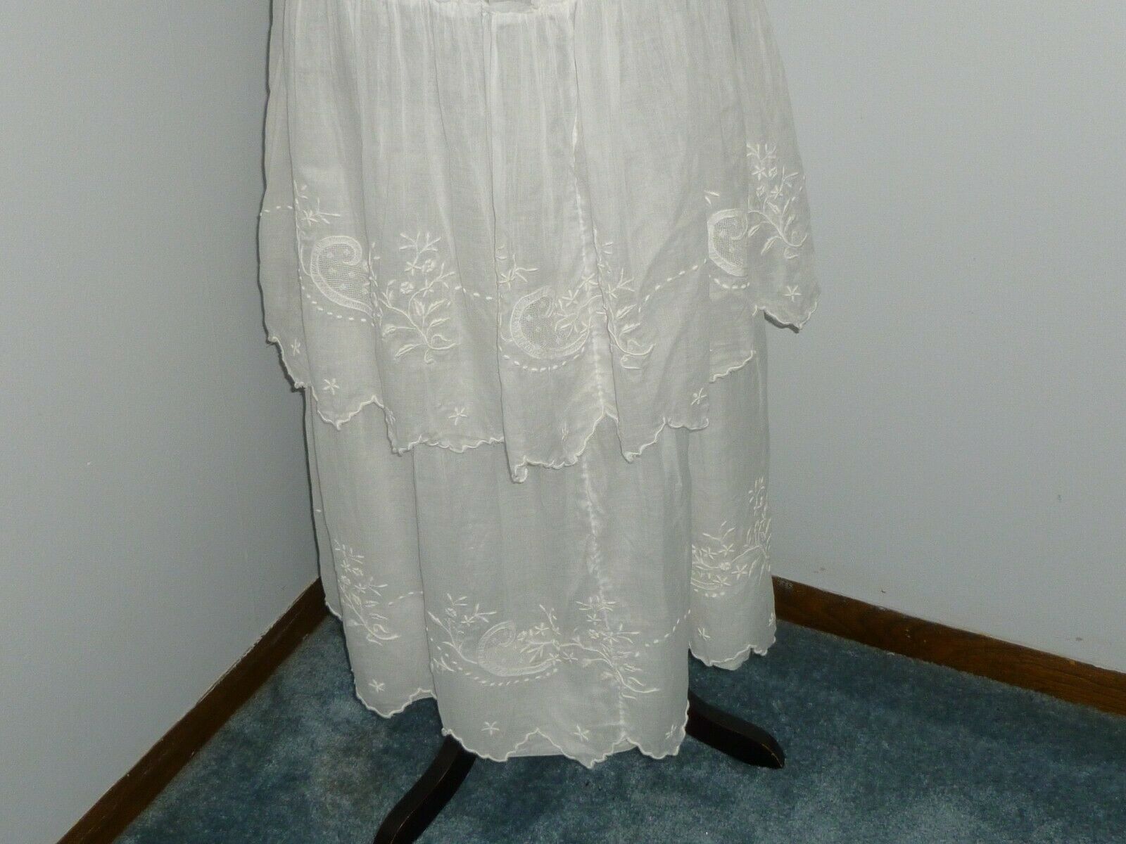 Antique Victorian Edwardian Layered Skirt c1900s Walking Skirt Embroidery Lace - Fresh Stock Dated March 2026
