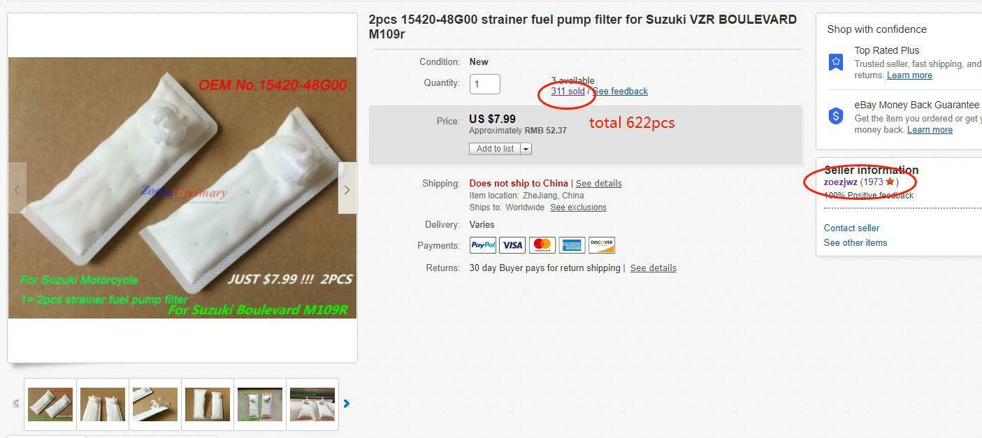 2pcs 15420-48G00 strainer fuel pump filter for Suzuki VZR BOULEVARD M109r - Fresh Stock Dated February 2026