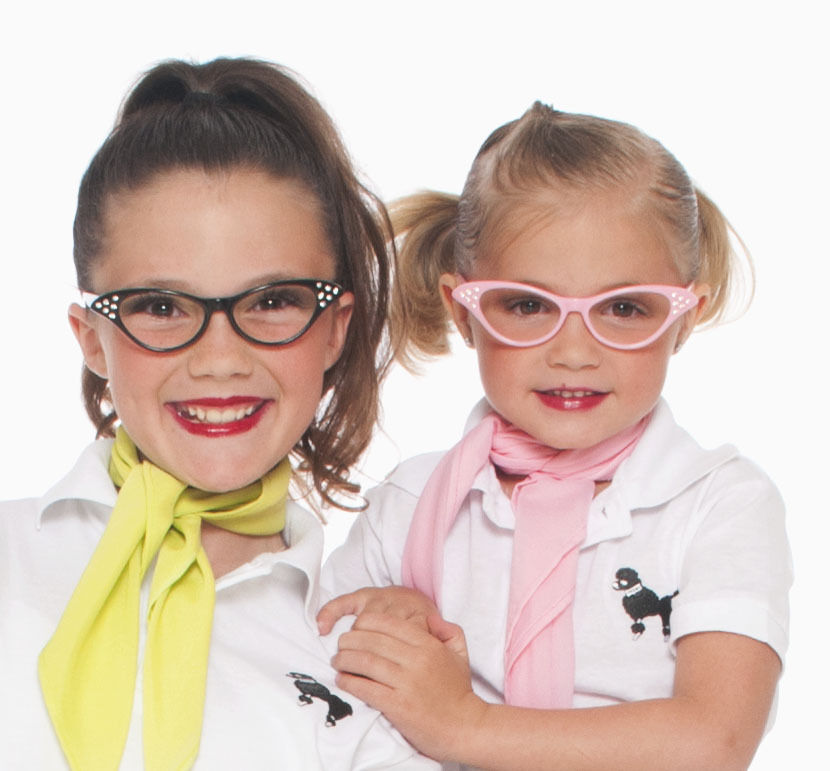 Hip Hop 50s Shop Child Cat Eye Glasses Poodle Skirt Halloween Costume Accessory - Fresh Stock Dated December 2025