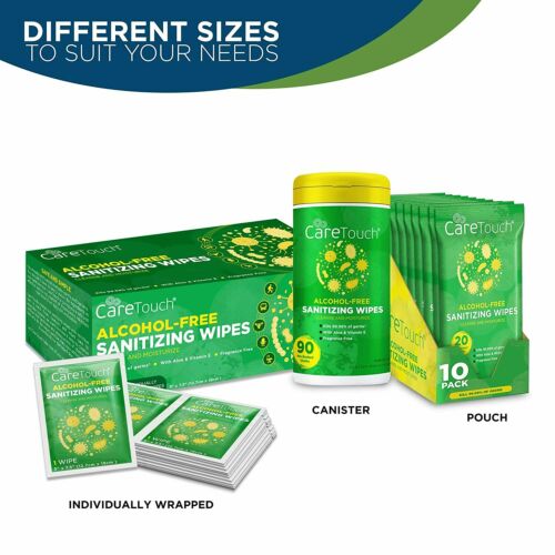 Care Touch Alcohol Free Hand Sanitizing Wipes - 5 packs of 20 (100 total) - Fresh Stock Dated February 2026