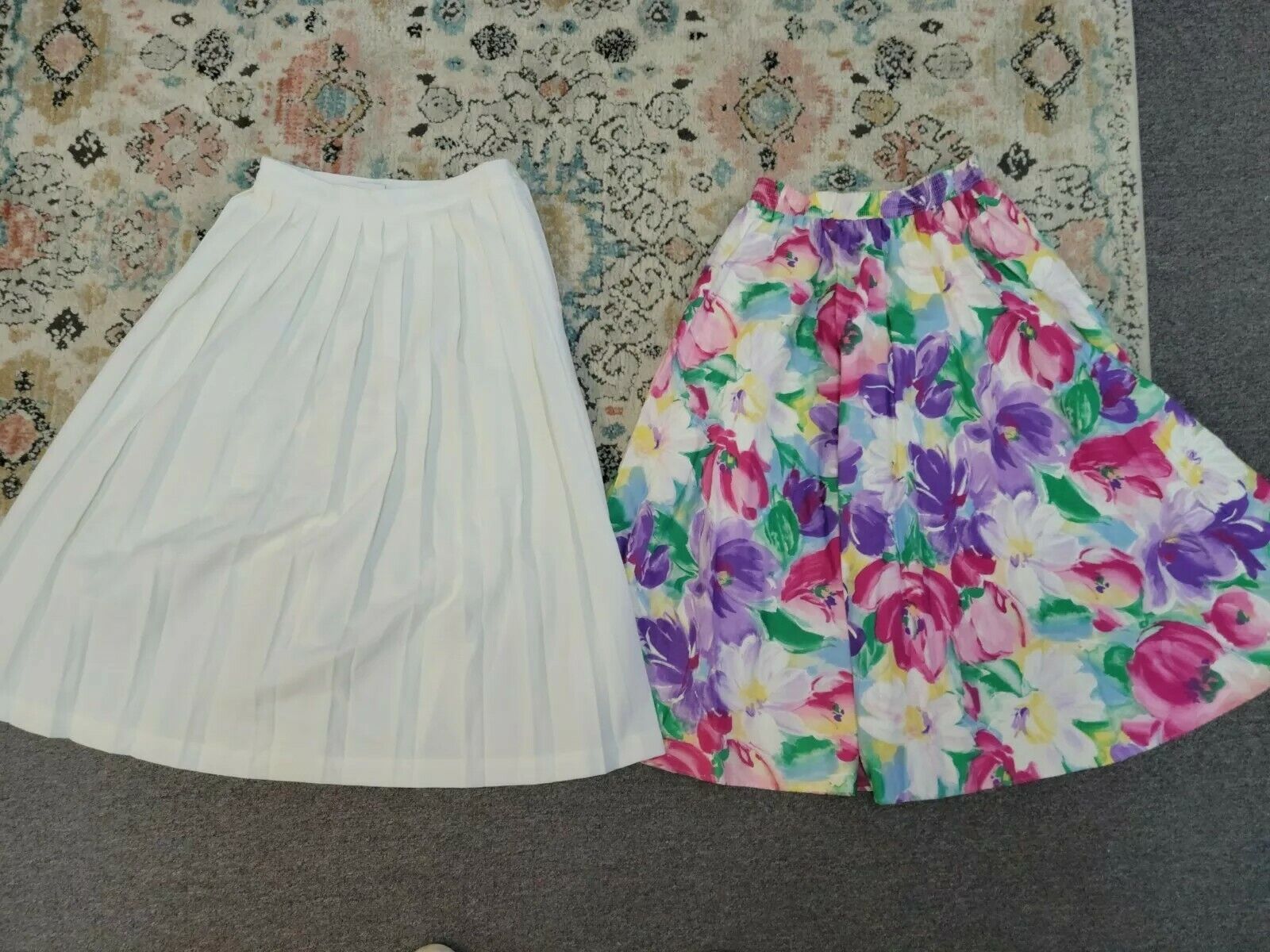 2 Vintage Tumbleweeds Liz Baker Cotton Midi Floral Pleated Skirt Lot Pockets EUC - Fresh Stock Dated March 2026