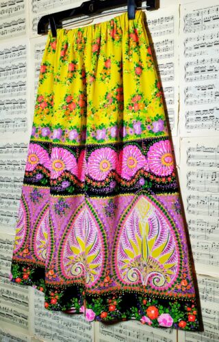 Vintage 1960s Handmade Neon Psychedelic Floral Skirt - Fresh Stock Dated February 2026