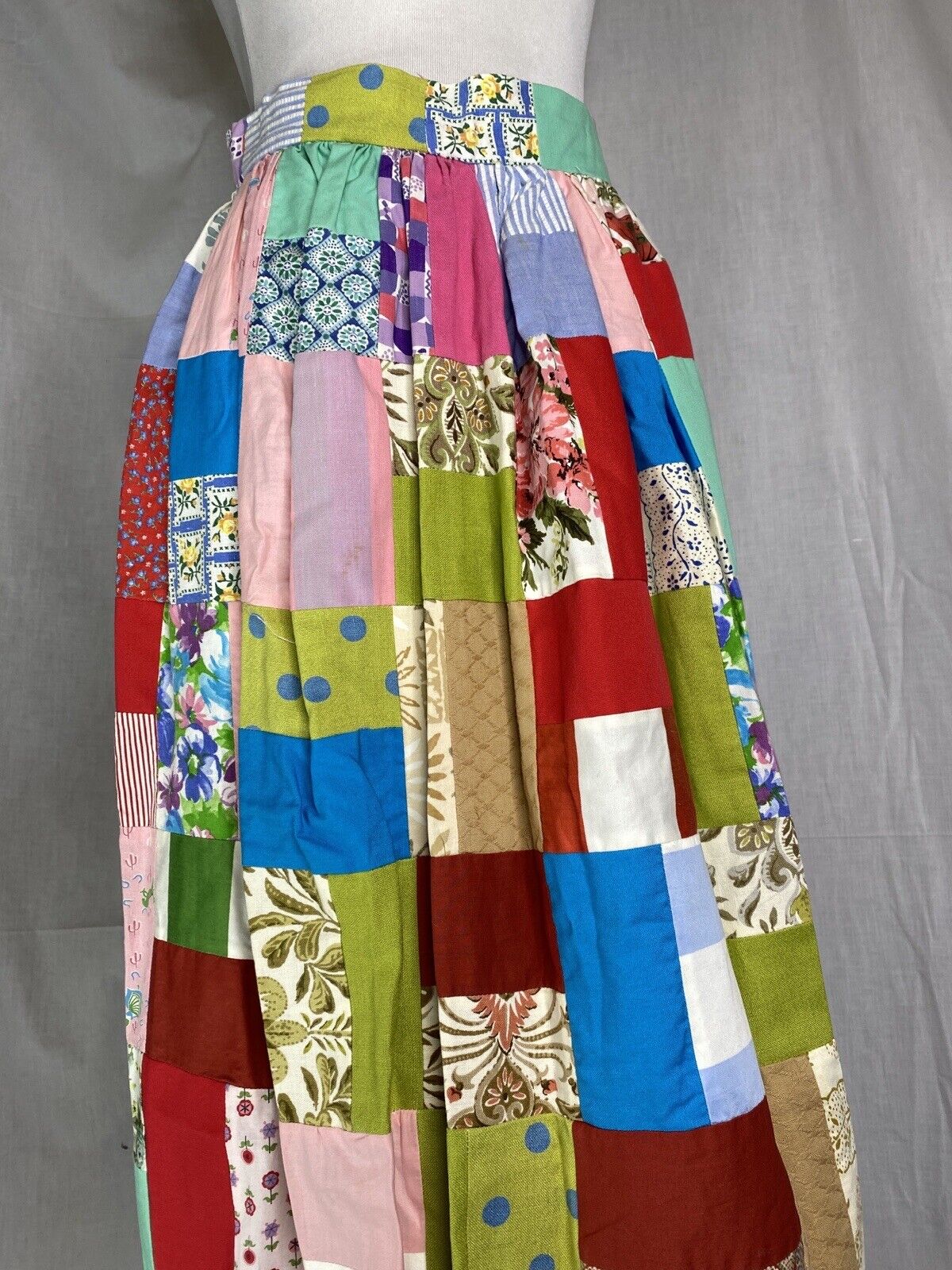 Vintage 50s 60s Patchwork Quilt Maxi Skirt 24.5