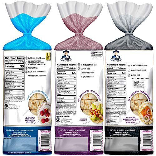 Quaker Large Rice Cakes, 3 Flavor Topper Variety Pack, Pack of 6 - Fresh Stock Dated February 2026